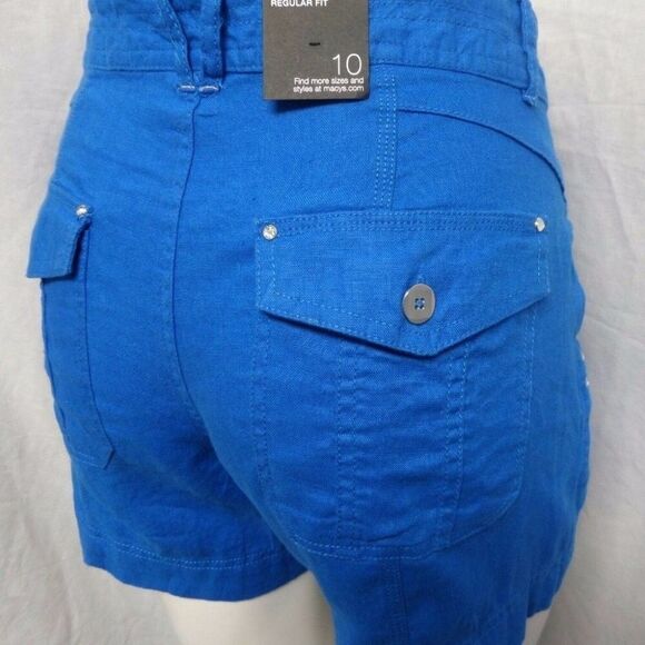 INC CARIBE BLUE REGULAR FIT LINEN CARGO CASUAL COLOFUL SUMMER SHORTS 16 NWT - Picture 3 of 3